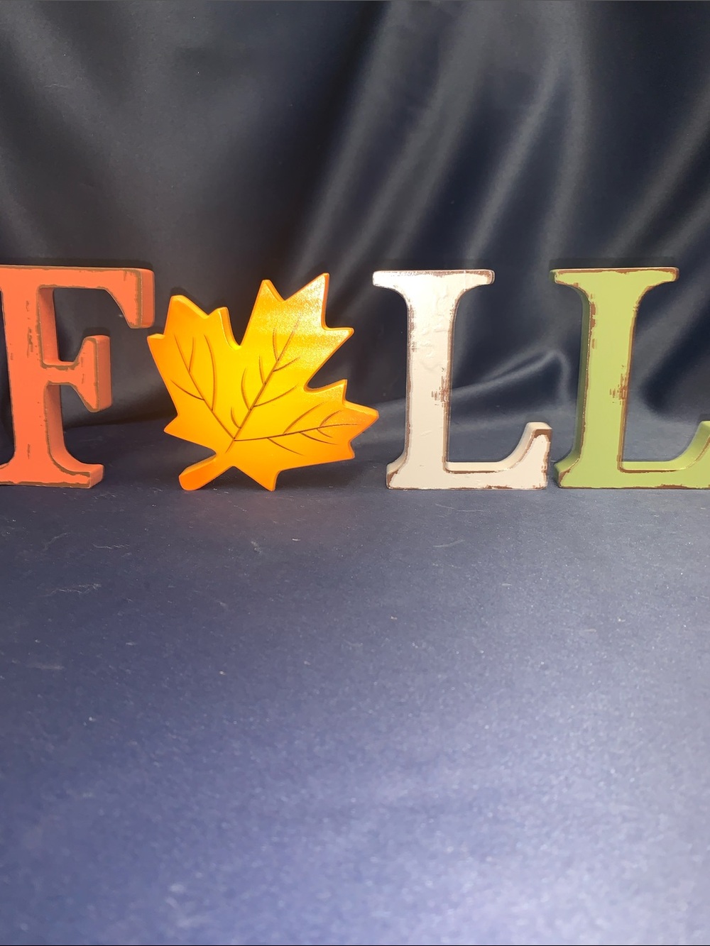 Rustic Wooden FALL Block Letters Maple Leaf Tabletop Shelf Decor Sign